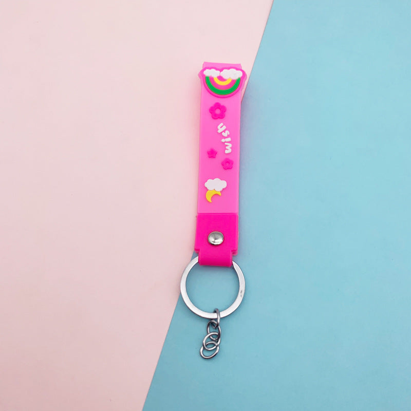Wholesale Candy Color Rainbow Soft PVC Lanyard Keychains